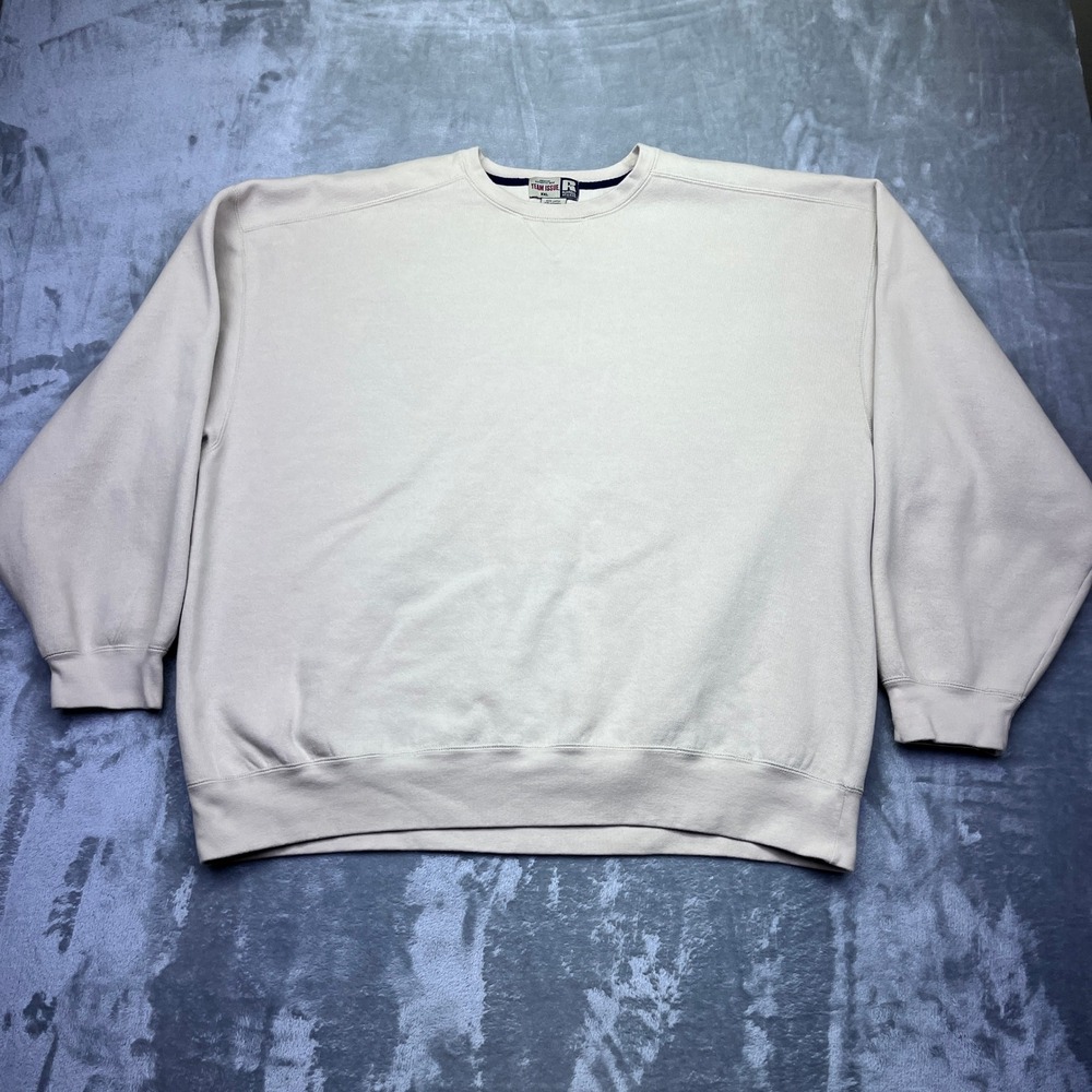 Russell Athletic Team Issue Crewneck Sweatshirt Beige Cotton Blend XXL Grunge